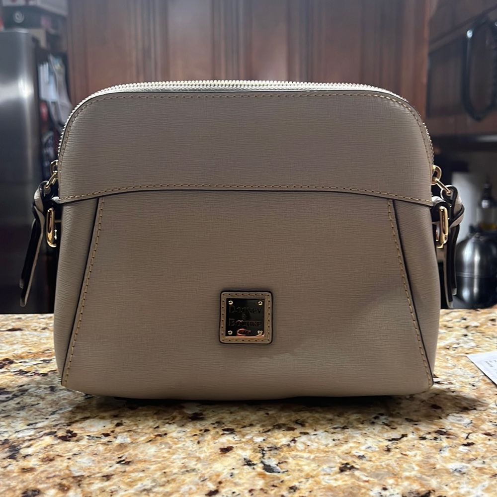 Dooney & Burke Dove Gray cross body handbag with detachable strap